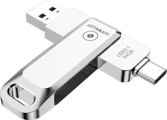 Gesprekelijk zo kat LUXWALLET PD8 USB Stick 64GB USB-C Type-C 3.1- USB 3.0 Flash Drive - OTG  –360 Graden... | bol.com