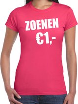 Fun t-shirt - zoenen 1 euro - roze - dames - Feest outfit / kleding / shirt M