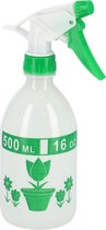 Waterverstuivers/spuitflessen 500 ml transparant/groen - Plantenspuiten/schoonmaakspuiten