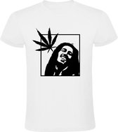 Bob Marley wietblad Heren t-shirt | thc | blowen | jamaica | reggea | Wit