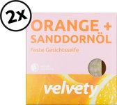 Velvety face soap bar orange + sea buckthorn oil  - 2 stuks x 100 gr
