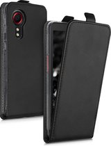 Geschikt voor Samsung Galaxy Xcover 5 Hoesje - PU Leder Flip Case Hoesje Zwart