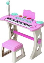 Kinder piano met licht, micro, stoel en statief |Chad Valley Sing Along Keyboard, Stand and Stool - Roze