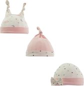 SOFT TOUCH -  Baby Meisjes - Mutsjes Set van 3 stuks - Kleur Roze - Maat 0-9 Maanden