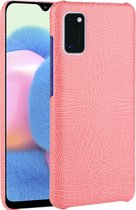 Samsung Galaxy A41 Hoesje - Mobigear - Croco Serie - Hard Kunststof Backcover - Roze - Hoesje Geschikt Voor Samsung Galaxy A41