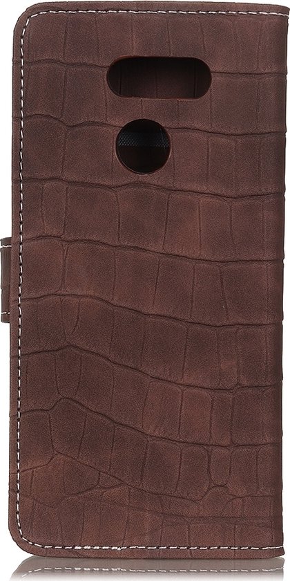 Mobigear Telefoonhoesje geschikt voor LG K50s Hoesje | Mobigear Croco Bookcase Portemonnee | Pasjeshouder voor 3 Pasjes | Telefoonhoesje voor Pinpas / OV Kaart / Rijbewijs - Bruin