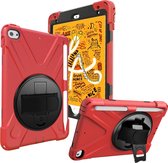 Apple iPad Mini 5 7.9 (2019) Hoes - Mobigear - Shockproof Strap Serie - Hard Kunststof Backcover - Zwart / Rood - Hoes Geschikt Voor Apple iPad Mini 5 7.9 (2019)