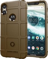 Motorola One Hoesje - Mobigear - Rugged Shield Serie - TPU Backcover - Bruin - Hoesje Geschikt Voor Motorola One