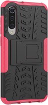 Xiaomi Mi 9 SE Hoesje - Mobigear - Tire Serie - Hard Kunststof Backcover - Zwart / Roze - Hoesje Geschikt Voor Xiaomi Mi 9 SE