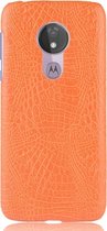 Motorola Moto G7 Power Hoesje - Mobigear - Krokodil Serie - Hard Kunststof Backcover - Oranje - Hoesje Geschikt Voor Motorola Moto G7 Power