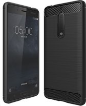 Nokia 5 Hoesje - Mobigear - Brushed Slim Serie - TPU Backcover - Zwart - Hoesje Geschikt Voor Nokia 5
