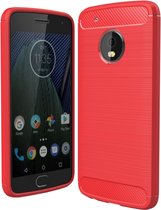 Motorola Moto G5 Plus Hoesje - Mobigear - Brushed Serie - TPU Backcover - Rood - Hoesje Geschikt Voor Motorola Moto G5 Plus