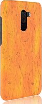 Xiaomi Pocophone F1 Hoesje - Mobigear - Wood Look Serie - Hardcase Backcover - Cognac - Hoesje Geschikt Voor Xiaomi Pocophone F1