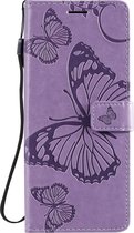 Mobigear Butterfly Telefoonhoesje geschikt voor OPPO Find X2 Pro Hoesje Bookcase Portemonnee - Paars