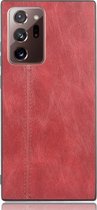 Samsung Galaxy Note20 Ultra Hoesje - Mobigear - Stitch Serie - Kunstlederen Backcover - Rood - Hoesje Geschikt Voor Samsung Galaxy Note20 Ultra