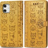 Apple iPhone 12 Pro Max Hoesje - Mobigear - Cat and Dog Serie - Kunstlederen Bookcase - Geel - Hoesje Geschikt Voor Apple iPhone 12 Pro Max