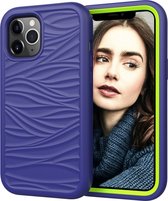 Apple iPhone 12 Pro Hoesje - Mobigear - Wave Serie - Hard Kunststof Backcover - Donkerblauw - Hoesje Geschikt Voor Apple iPhone 12 Pro
