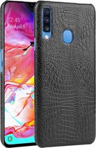Samsung Galaxy A20s Hoesje - Mobigear - Croco Serie - Hard Kunststof Backcover - Zwart - Hoesje Geschikt Voor Samsung Galaxy A20s