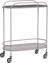 HÜBSCH INTERIOR - Grijs metalen trolley, roltafel met zwenkwielen