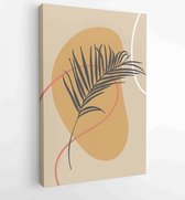 Botanical wall art vector set. Earth tone boho foliage line art drawing with abstract shape. 2 - Moderne schilderijen – Vertical – 1866300580 - 80*60 Vertical