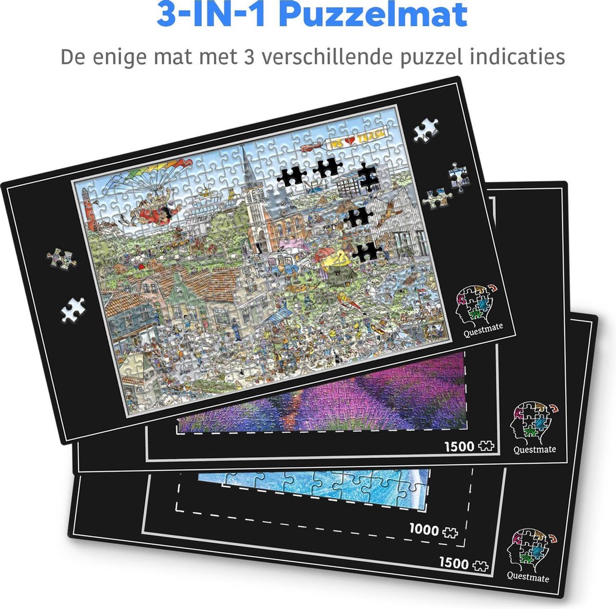 HXMARS Opvouwbaar puzzelbord: 1000 stukjes grote draagbare puzzelmat