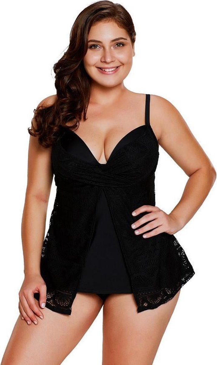 Dames Tankini 2-Delig - Kant Flyaway Overlay - Maat XXXL/3XL 'Taisi ne'