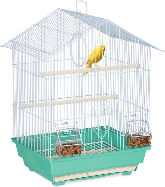 relaxdays petite cage à oiseaux - métal - cage pour oiseaux - cage à canaris - cage à oiseaux - mini vert