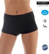 Brubeck Dames Ondergoed Boxershorts Naadloos met Merinowol - Zwart - XL