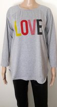 Longsleeve dames shirt lange mouwen lente/zomer dames kleding love grijs maat M