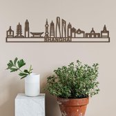 Skyline Shanghai notenhout - 60cm- City Shapes wanddecoratie
