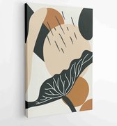 Earth tone natural colors foliage line art boho plants drawing with abstract shape 3 - Moderne schilderijen – Vertical – 1912771894 - 40-30 Vertical