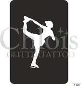 Chloïs Glittertattoo Sjabloon 5 Stuks - Figure Skater Sandra - CH6530 - 5 stuks gelijke zelfklevende sjablonen in verpakking - Geschikt voor 5 Tattoos - Nep Tattoo - Geschikt voor