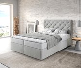 Boxspringbed Dream-Great microvezel zilvergrijs 140x200 met matras en topper