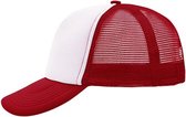 Myrtle Beach MB070 5 Panel Polyester Mesh Trucker Cap - Wit/rood - One size