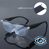 Nieuw vergrootglas bril met LED verlichting - Anti Blauwlicht - Loepbril - Vergrootbril - Veiligheidsbril op sterkte - 170%