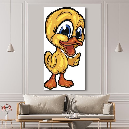 Une illustration d'un canard aux yeux bleus sur toile 80x160 cm - Tirage photo sur toile (Décoration murale salon / chambre)