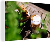 Glas latte macchiato en plein air toile 60x40 cm - Tirage photo sur toile (Décoration murale salon / chambre)