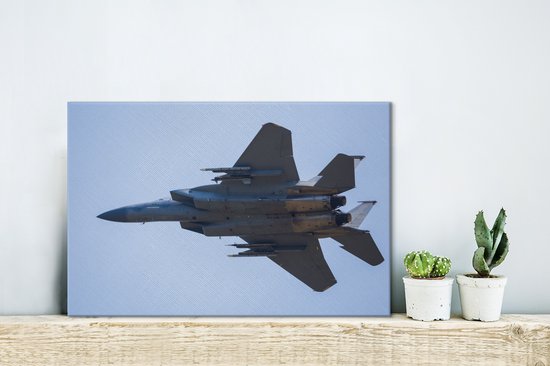 Un jet blanc dans un ciel bleu Toile 30x20 cm - petit - Tirage photo sur toile (Décoration murale salon / chambre)