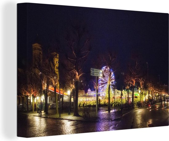 Canvas Schilderij Licht - Maastricht - Kerst - 30x20 cm - Wanddecoratie