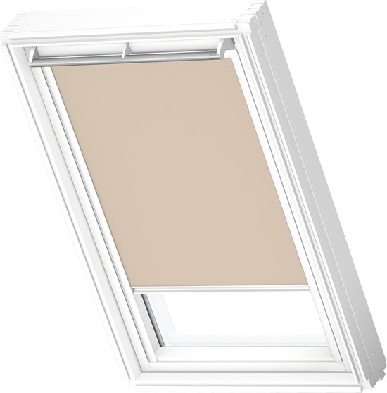 Store à enrouleur occultant d'origine VELUX (DKL) pour puits de lumière VELUX, cadre blanc, S06, 606, 4, beige