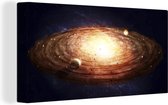 Canvas Schilderij Een realistische illustratie van het zonnestelsel - 40x20 cm - Wanddecoratie