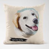 Sierkussen - Labrador Husky Met Je Eigen Naam - Wit - 45 Cm X 45 Cm