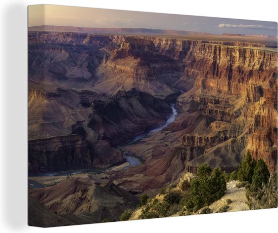 Canvas schilderij 140x90 cm - Wanddecoratie Zonsondergang in het Nationaal park Grand Canyon in de Verenigde Staten - Muurdecoratie woonkamer - Slaapkamer decoratie - Kamer accessoires - Schilderijen