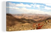 Une photo panoramique d'une grande chaîne de montagnes sur toile Fuerteventura 80x40 cm - Tirage photo sur toile (Décoration murale salon / chambre)