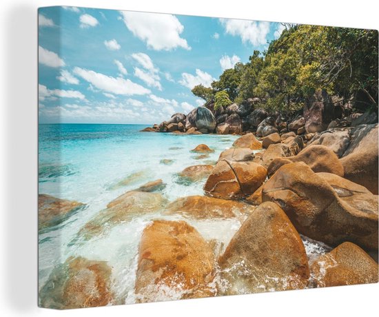 Canvas Schilderij Groot Barrièrerif bij het Nudey strand - 180x120 cm - Wanddecoratie XXL