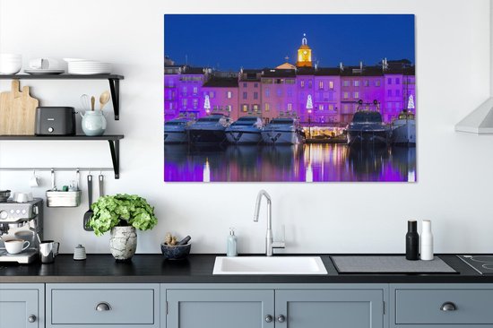 Nuances violettes dans le port français de Saint-Tropez Toile 120x80 cm - Tirage photo sur toile (Décoration murale salon / chambre) / Villes européennes Peintures sur toile
