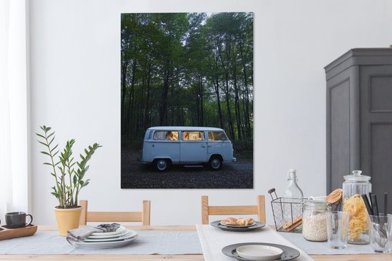 Canvas Schilderij Bus - Licht - Bos - 90x120 cm - Wanddecoratie