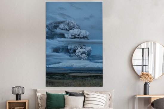Smoking Eyjafjallajökull toile 2cm 120x180 cm - Tirage photo sur toile (Décoration murale salon / chambre) XXL / Groot format!