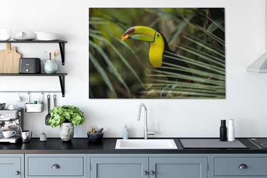 Gros plan d'un toucan mangeant 140x90 cm - Tirage photo sur toile (Décoration murale salon / chambre)