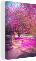 Pétales violets des arbres de bougainvilliers jonchent le sol des jardins de Lodi en Inde 40x60 cm - Tirage photo sur toile (Décoration murale salon / chambre)